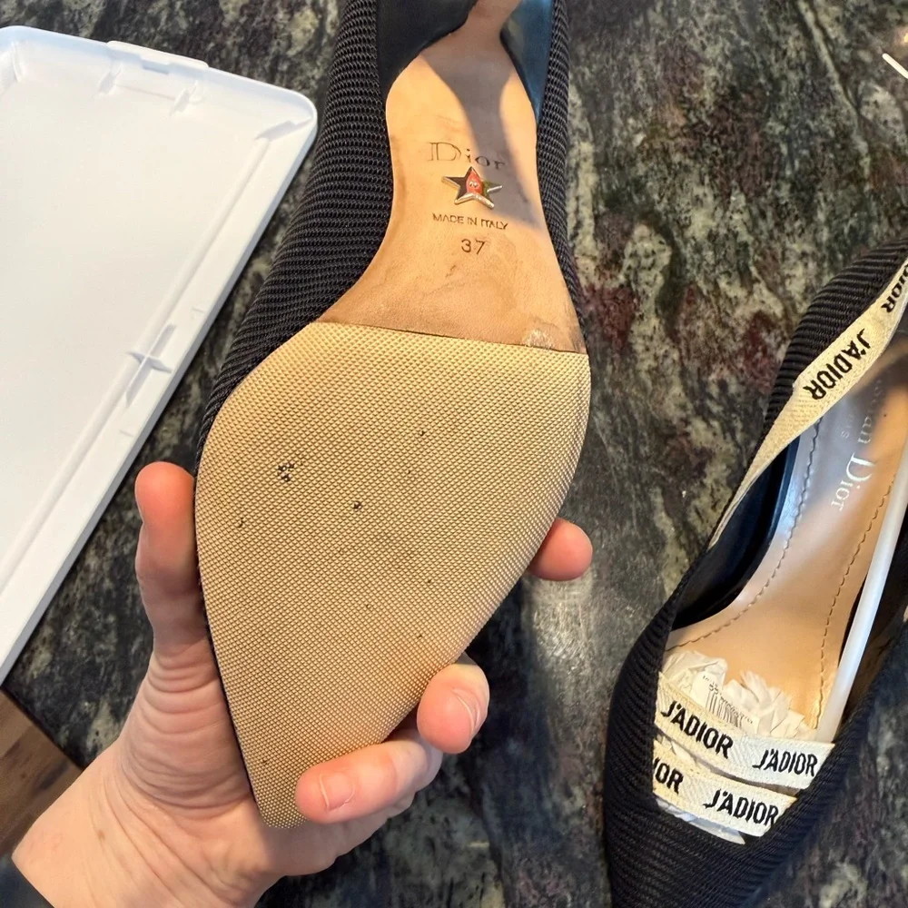 Dior J'Adior Black and White Mesh Heels - Picture 4 of 4